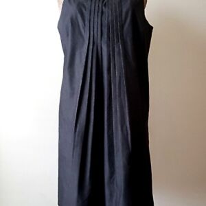 Julian Taylor New York Denim Look Dress ALine Pleated Rhinestones Charcoal sz 6